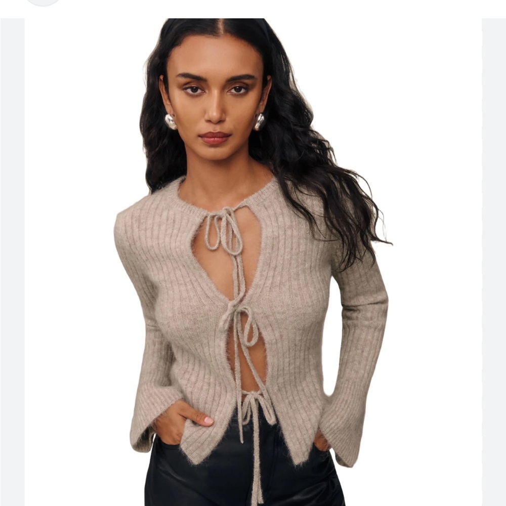 Reformation cashmere alpaca tie-front cardigan